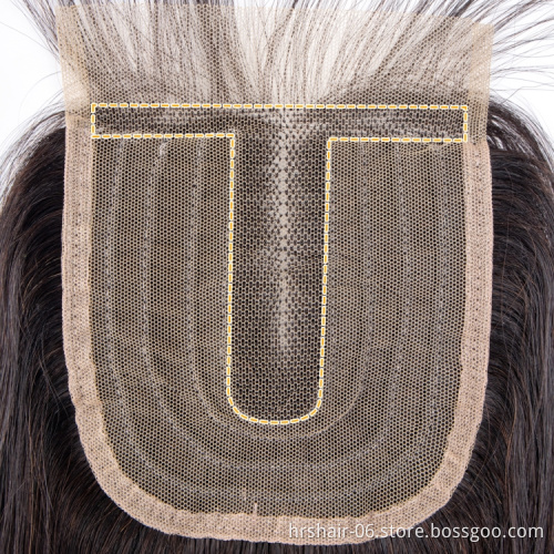 Cheap price middle part 4x4x1 T-part Swiss lace closure factory direct 4x4 machine made lace closure Indian human hair